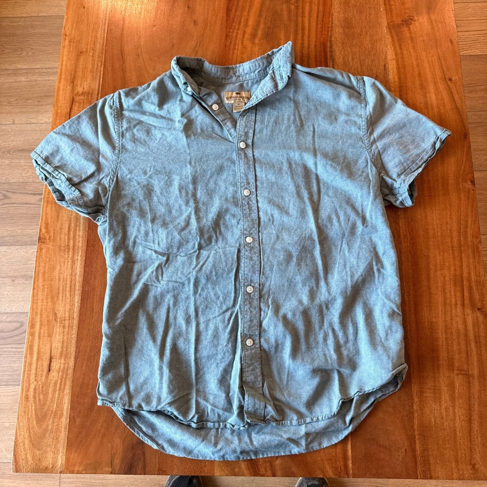 Buffalo Jackson Men's Green Short Sleeve Button Up Shirt Size M